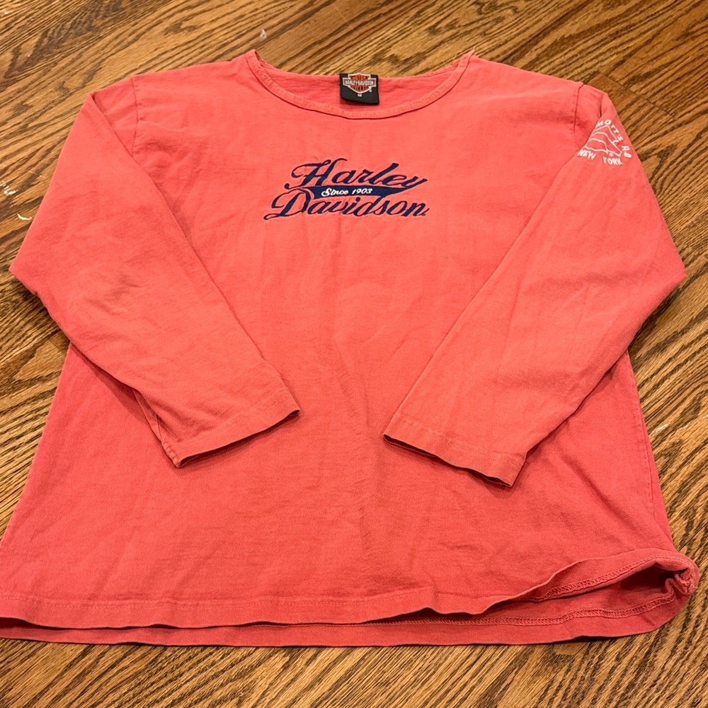 Vintage Harley-Davidson Bright Coral Long Sleeve Tee